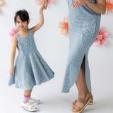Kids Organic Cotton Sleeveless Twirl Dress: Cherry Blossom
