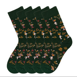 Anyfootwear 5 Pairs Size 5-9 Women Fashion Socks Combed Cotton Abstract Crowned Lady Oil Painting Print Novelty Funny Happy Crew Socks Colorful Casual Christmas Gift
