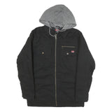 WRANGLER Mens Black & Grey Casual Cotton Blend Zip Jacket S Hooded Workwear