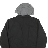 WRANGLER Mens Black & Grey Casual Cotton Blend Zip Jacket S Hooded Workwear