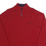 NAUTICA Mens Red Pullover Plain Crew Neck Basic Knit 2XL Cotton Sweater
