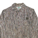 Mens Brown Cotton Blend Liberty Button Jacket L Striped Casual Outerwear