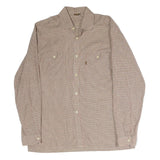 CLUB 21 Mens Beige Checked Shirt M Cotton Blend Long Sleeve Button Shirt