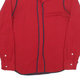 TOMMY HILFIGER Womens Red & Navy Shirt M Button Front Contrast Trim Workwear