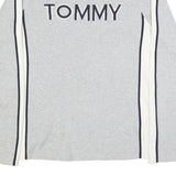 TOMMY HILFIGER Womens Grey & White Plain Jumper Crew Neck Basic Knit L Cotton