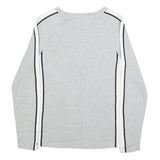 TOMMY HILFIGER Womens Grey & White Plain Jumper Crew Neck Basic Knit L Cotton