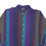 VAN HEUSEN Mens Blue & Purple Striped Casual Shirt L Button Cotton Blend