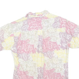 Mens Cream Pink Yellow Abstract Print Casual Shirt L Summer Lightweight