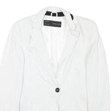 ZARA BASIC Womens White & Black Polka Dot Blazer Jacket S Acetate Button Closure