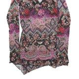 PROMOD Womens Purple Printed Long Sleeve V-Neck Top XS Asymmetric Hem Stylish