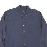 EDDIE BAUER Mens Blue Plain Cotton Blend Shirt L Casual Button-Down Long Sleeve