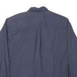 EDDIE BAUER Mens Blue Plain Cotton Blend Shirt L Casual Button-Down Long Sleeve