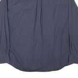 EDDIE BAUER Mens Blue Plain Cotton Blend Shirt L Casual Button-Down Long Sleeve