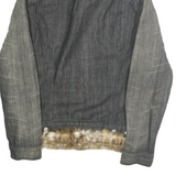 LEVI'S Womens Black Denim Faux Fur Collar Cotton Jacket S Plain Button