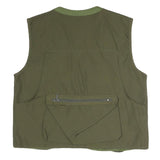 CORMORAN Mens Green & Olive Outdoor Waistcoat L Polyester Blend Woven Plain Zip