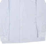 FUSHANG Mens White Light Blue Striped Button-Down Shirt L Formal Smart Casual
