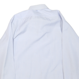 FUSHANG Mens White Light Blue Striped Button-Down Shirt L Formal Smart Casual