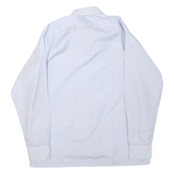 FUSHANG Mens White Light Blue Striped Button-Down Shirt L Formal Smart Casual