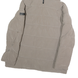 DKNY Womens Beige Jacket M Polyester Blend Plain Hooded Zip Casual Outerwear