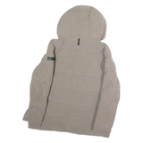 DKNY Womens Beige Jacket M Polyester Blend Plain Hooded Zip Casual Outerwear