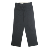 DICKIES Mens Classic Black Polyester Blend Trousers W30 L30 Workwear Zip Closure
