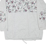 Womens Grey Floral Print Half Zip Sweatshirt M Cotton Blend Casual Style