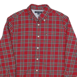 LEVI'S Mens Red Check Shirt M Cotton Blend Long Sleeve Button Collar Casual