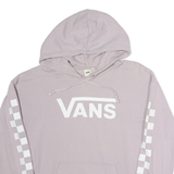 VANS Mens Lilac Hoodie M Cotton Pullover Checked Sleeve Print