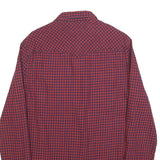 TOMMY HILFIGER Mens Red & Navy Checked Shirt M Cotton Blend Classic Fit Button