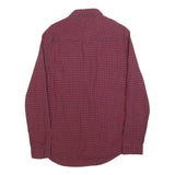 TOMMY HILFIGER Mens Red & Navy Checked Shirt M Cotton Blend Classic Fit Button
