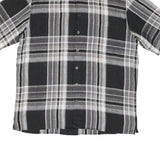 BUGATCHI Mens Black & Grey Check Shirt L Cotton Blend Casual Short Sleeve Button