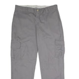DICKIES Mens Polyester Blend Grey Regular Cargo Trousers W36 L30 Workwear Zip