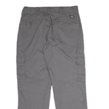DICKIES Mens Polyester Blend Grey Regular Cargo Trousers W36 L30 Workwear Zip