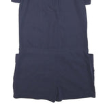 Womens Navy Blue Cotton Blend Button Front Playsuit S Pockets Casual