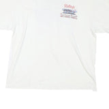 HANES Mens White Graphic T-Shirt L Short Sleeve Crew Neck Classic Cotton Blend