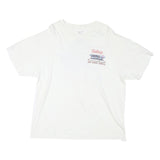 HANES Mens White Graphic T-Shirt L Short Sleeve Crew Neck Classic Cotton Blend