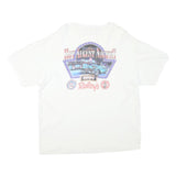 HANES Mens White Graphic T-Shirt L Short Sleeve Crew Neck Classic Cotton Blend