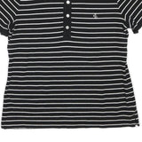 LAUREN RALPH LAUREN Mens Black & White Striped Short Sleeve Polo Shirt L Cotton