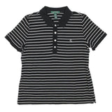 LAUREN RALPH LAUREN Mens Black & White Striped Short Sleeve Polo Shirt L Cotton