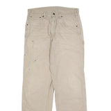 CARHARTT Mens Cotton Beige Loose Straight Trousers W32 L34 Workwear Zip Closure