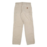 CARHARTT Mens Cotton Beige Loose Straight Trousers W32 L34 Workwear Zip Closure