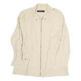 ZARA Womens Cream Jacket L Polyester Blend Zip Plain Lightweight Casual