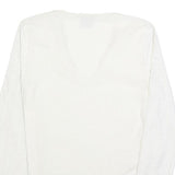 ARMANI EXCHANGE Womens White Sheer Mesh Panel V-Neck Long Sleeve Top S Polyester