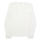 ARMANI EXCHANGE Womens White Sheer Mesh Panel V-Neck Long Sleeve Top S Polyester