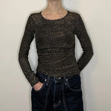 Unbranded Long Sleeve Top - Small Gold Nylon Blend