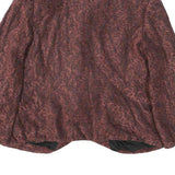 Womens Burgundy Floral Button Jacket M Polyester Blend Button Closure Elegant