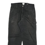 H & M Mens Cotton Blend Black Relaxed Straight Trousers W32 L27 Workwear Zip