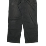 H & M Mens Cotton Blend Black Relaxed Straight Trousers W32 L27 Workwear Zip