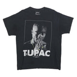 2PAC Mens Black Tupac Graphic T-Shirt L Short Sleeve Crew Neck Music Rap