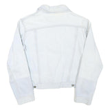 PADDOCKS Womens White Denim Jacket S Cotton Blend Button Closure Casual